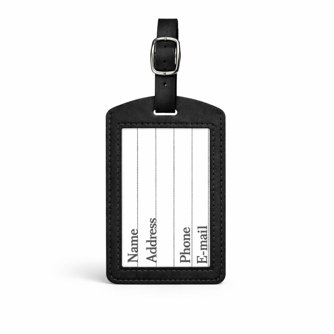 Kofferlabel met naamkaart zichtbaar