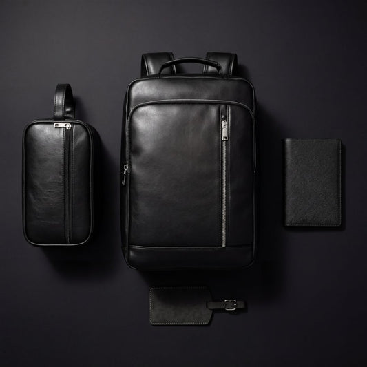The Travel Set: laptop rugzak, toilettas en paspoorthoes samen